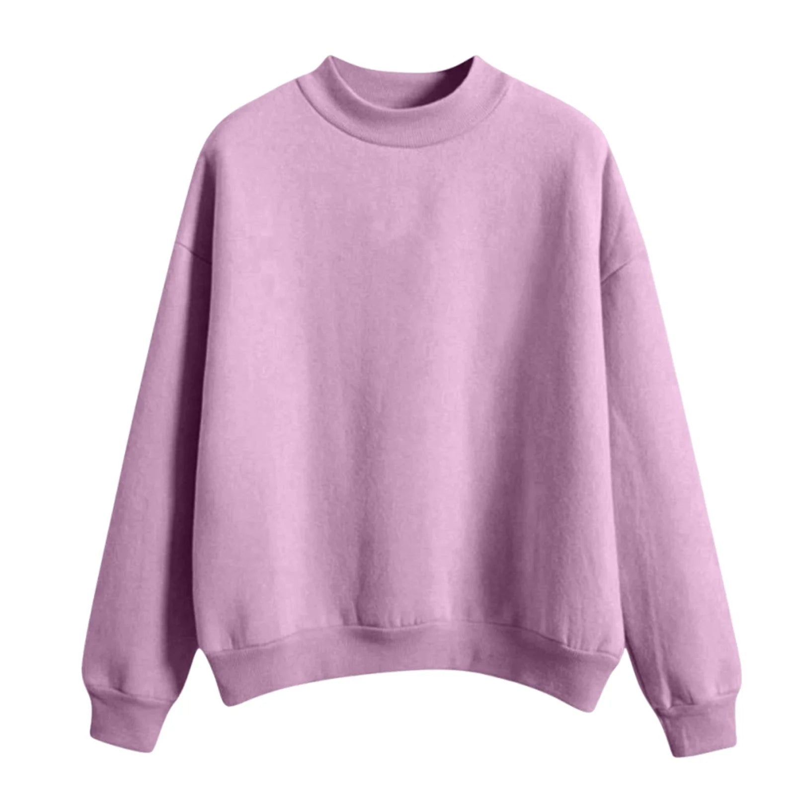 Womens Sweatshirts Oversized Crewneck Pullover Hoodies Trendy Cute Long Sleeve Drop Shoulder Solid Color Sweater Tops Purple S